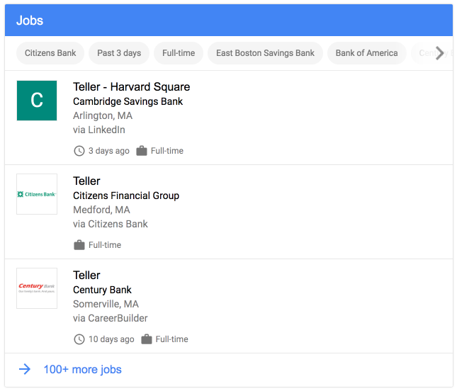 Google For Jobs Search UI